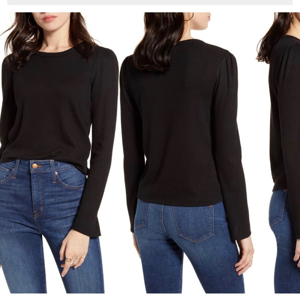 SOLD - Madewell rib gathered sleeve top